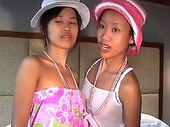 Cutie Zoe 18 and Saya 18 lick cock and kiss