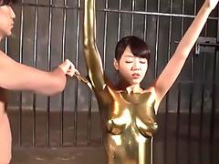 Japan babe giving a quality and golden blowjob in dungeon