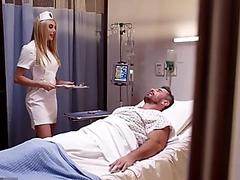 Sexy nurse Angela White takes care of patient Manuel