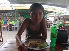 Amateur Thai teen Namtaan asks BF to feed her hungry asian pussy.